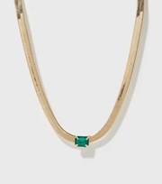 New Look Dark Green Gem Snake Chain Necklace